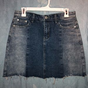 Two toned, denim mini skirt